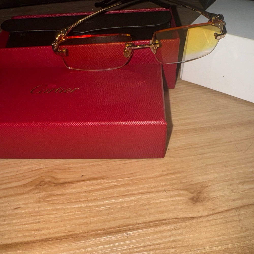 Cartier gold frame Panther glasses